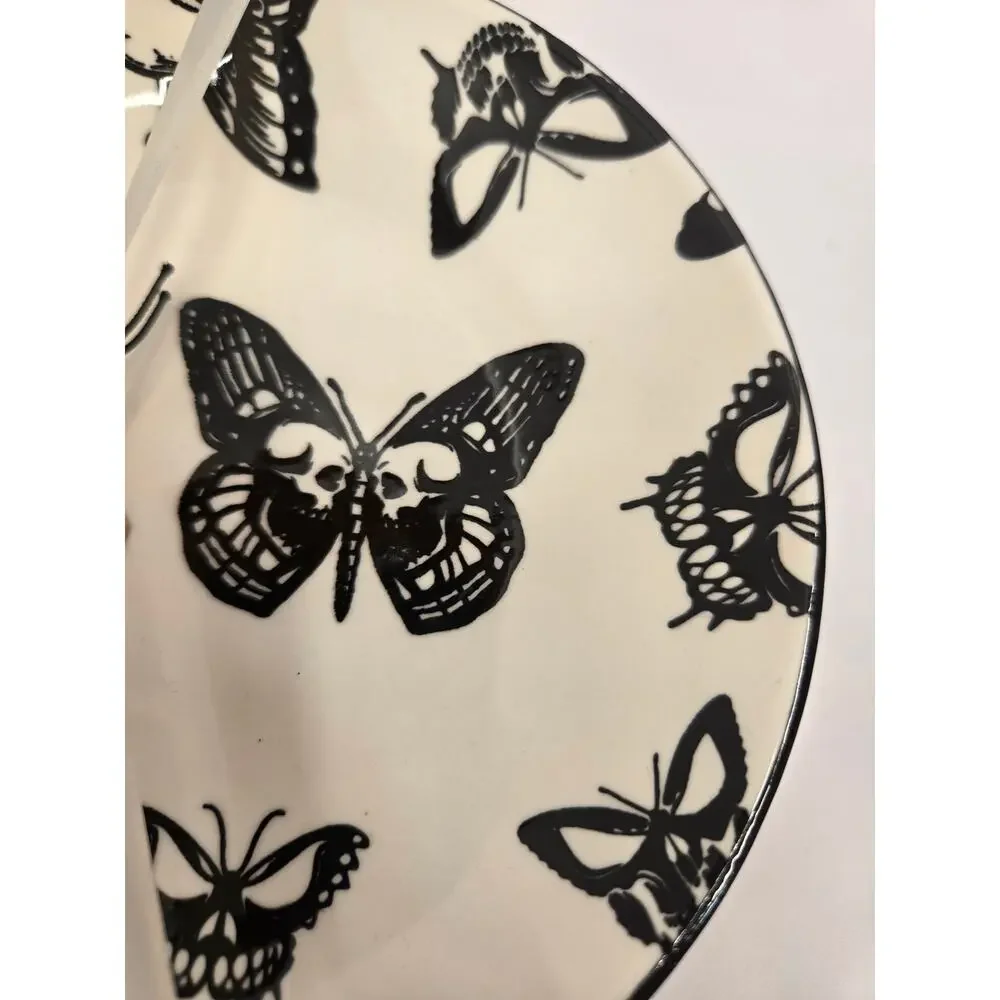 Signature Housewares Skull Butterfly Plates Set of 4 Halloween NWT